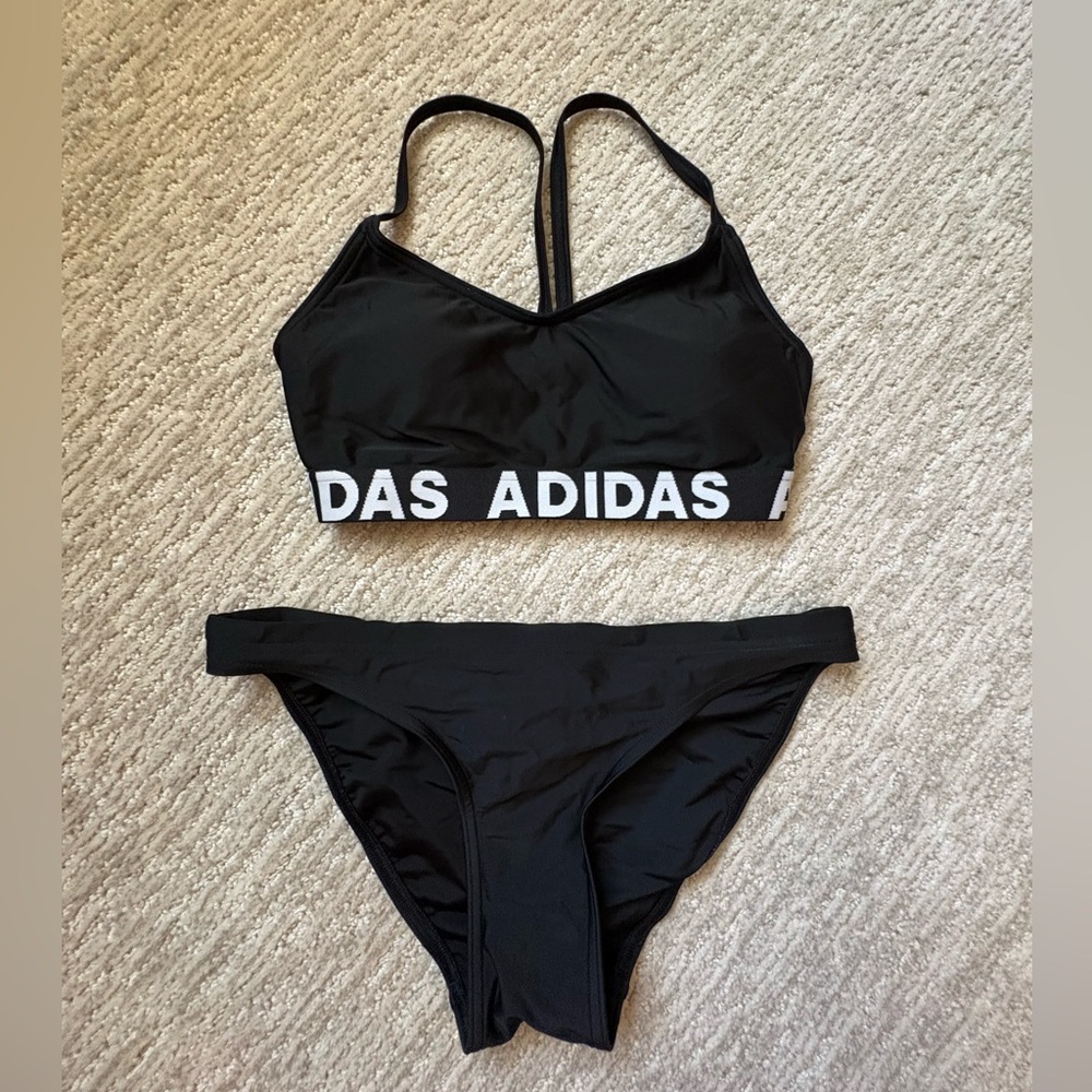 adidas Black and White Logo Bikini Set
